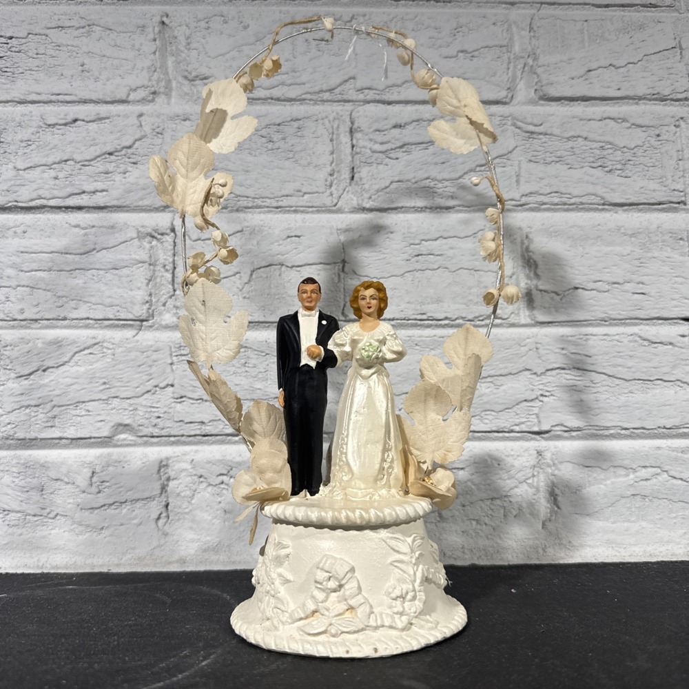 Vintage Wedding Cake Topper Coast Novelty Co. 1959 Mcm Made In U.S.A 10" Tall